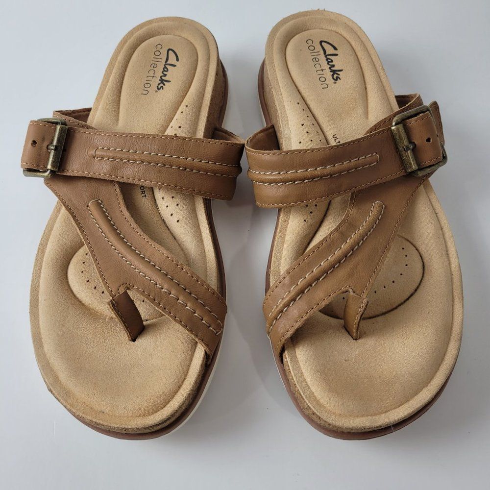 Clarks Sandals Womens 8 Brown Brynn Madi Toe Post Buckle Ultimate Comfort - Picture 3 of 12